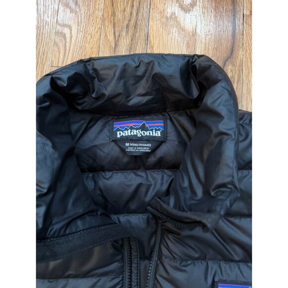 Patagonia Down Puffer Jacket Men's Medium Black Quilted Full Zip Pocket Sweater - Picture 2 of 4